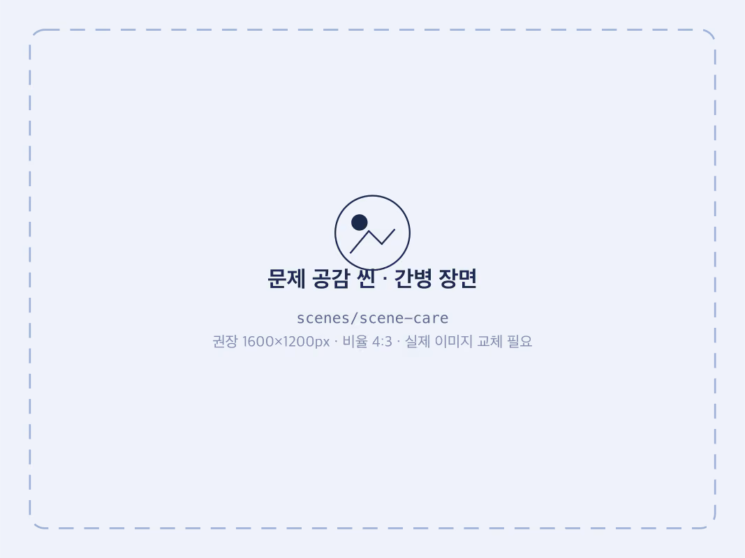 환자를 돌보는 보호자 상황 장면